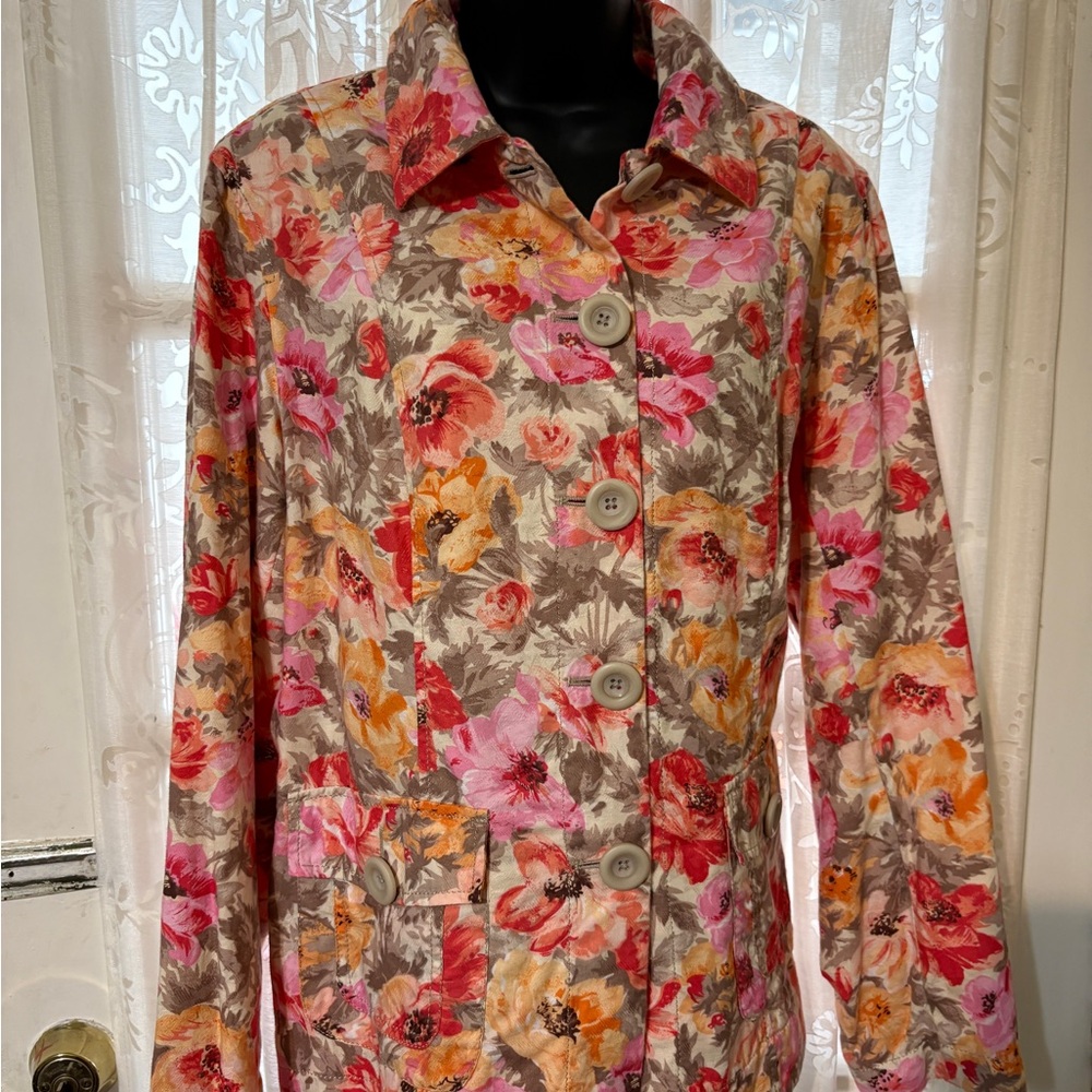 Coldwater Creek Floral Button-Up Jacket